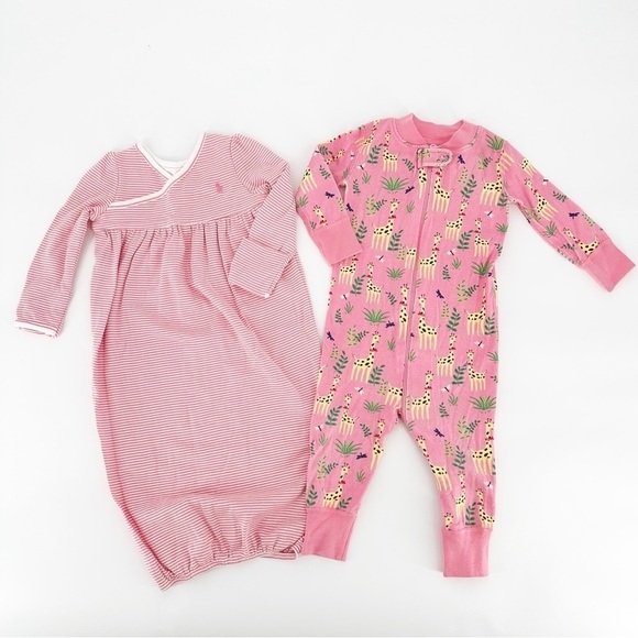 Hanna Andersson Giraffe Ralph Lauren Bundle Sleeping Gown Sleeper 6-12M - Picture 1 of 7